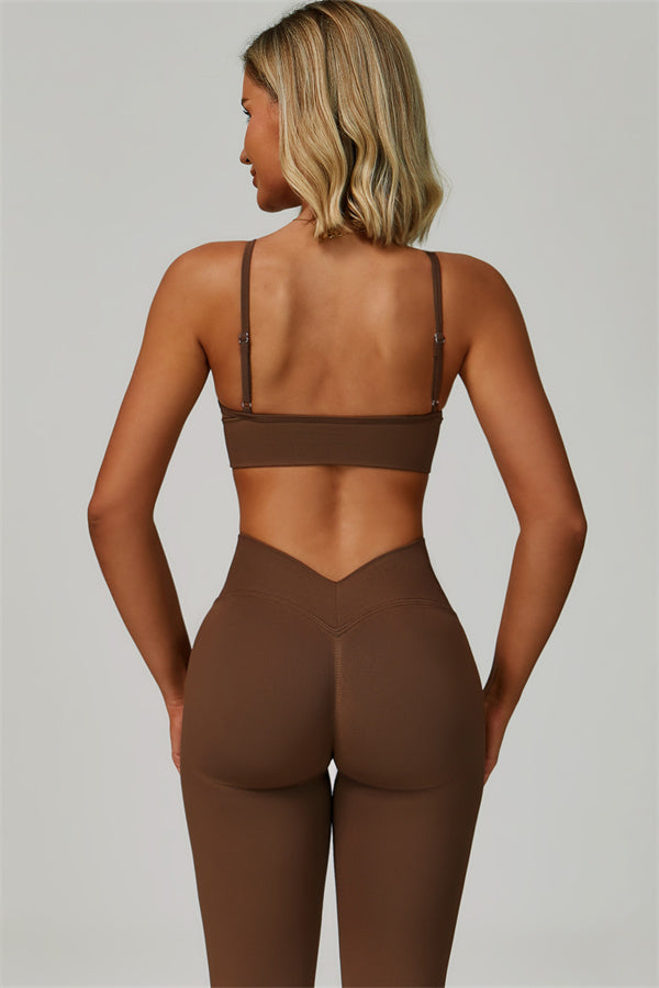 Legginsy Power — Brązowy, widok z tyłu