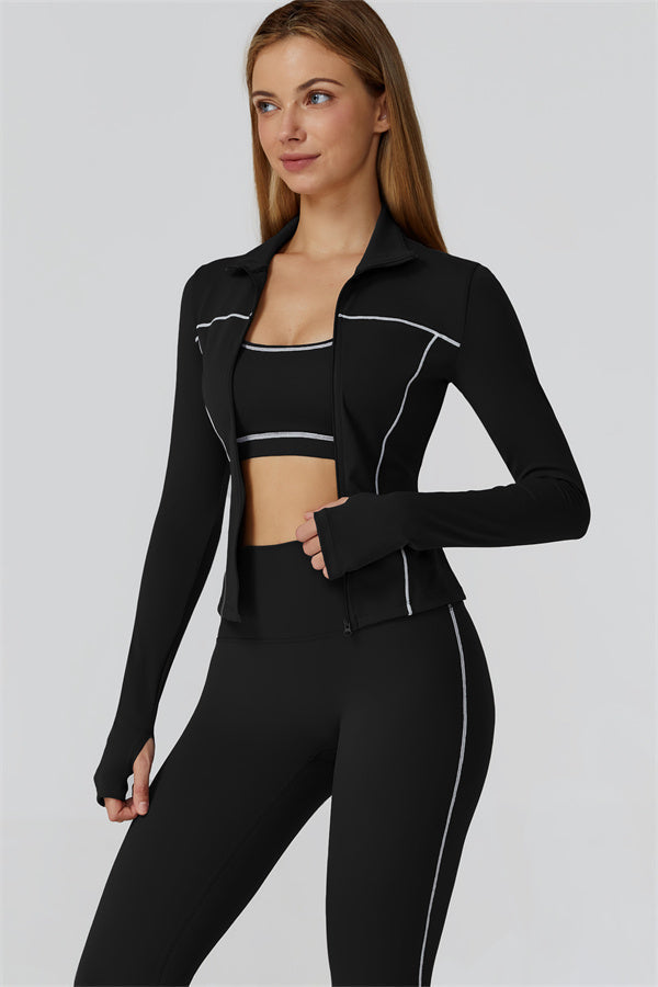 Venus Zip Top Sports Bra Leggings 3-Piece Set - Cobalt 2