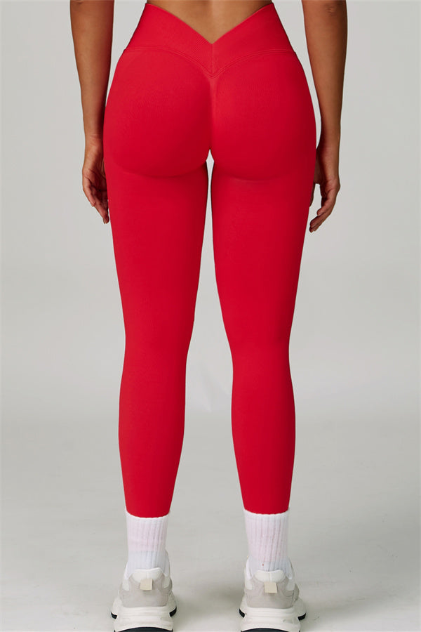 Legginsy Power — Karminowy, pełna sylwetka