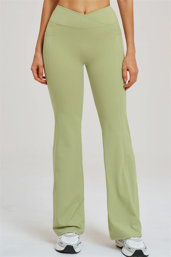 The Flourish Flared Leggings - Olive Green 2